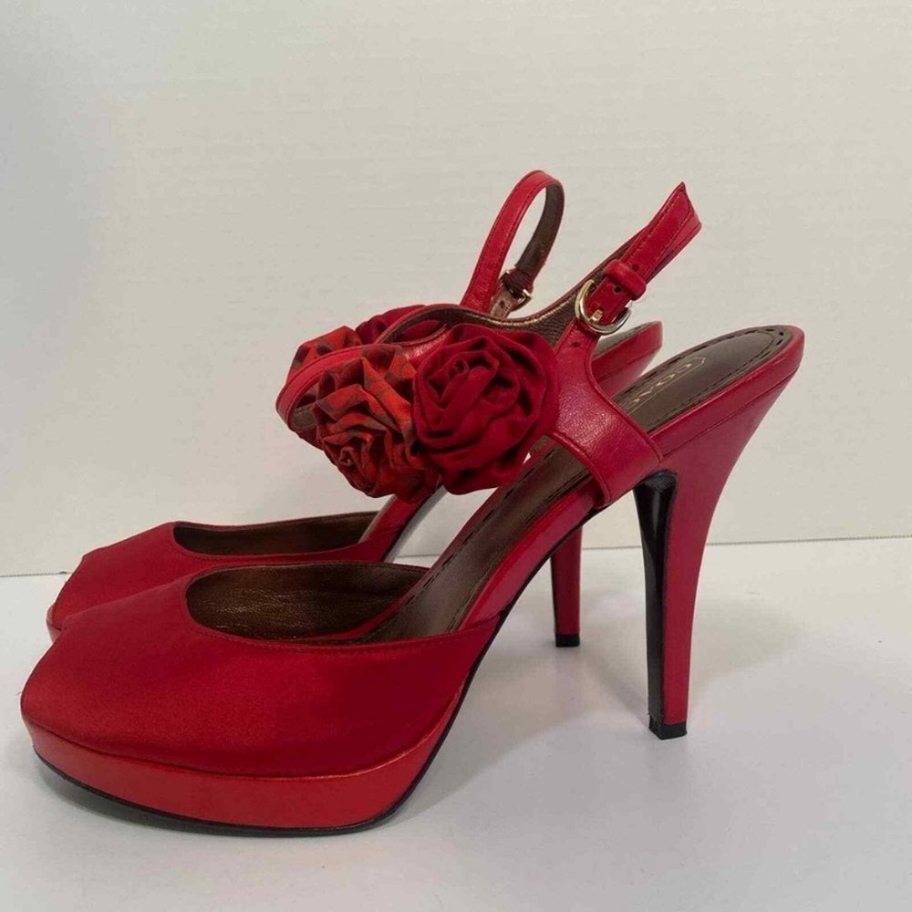 Ruby Coach Addysen Rosette Peep-Toe Platform Heels